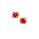 AmorHuichol-BeadRoundStuds-PinkandWhite