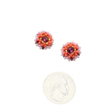 Amor Huichol - Bead Round Studs - Purple, Pink and Golden