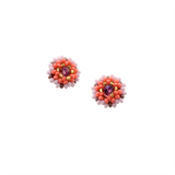 Amor Huichol - Bead Round Studs - Purple, Pink and Golden