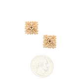 Amor Huichol - Bead Square Studs - White