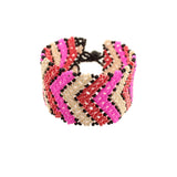 AmorHuichol-BeadedArrowBracelet-PinkandWhite-7.5In