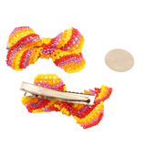 AmorHuichol-BeadedBowHairClip-PairRedandYellow-Small