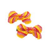 AmorHuichol-BeadedBowHairClip-PairRedandYellow-Small