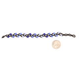 AmorHuichol-BeadedDoubleFlowerBracelet-BlackandBlue-Small-8.25In