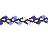 AmorHuichol-BeadedDoubleFlowerBracelet-BlackandBlue-Small-8.25In