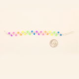AmorHuichol-BeadedDoubleFlowerBracelet-SilverandMulticolor-Small-8.25In