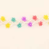 AmorHuichol-BeadedDoubleFlowerBracelet-WhiteandMulticolor-Small-8.25In