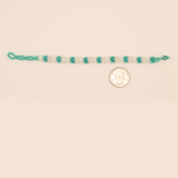 Amor Huichol - Beaded Flower Bracelet - Green and Silver - Small - 8 In