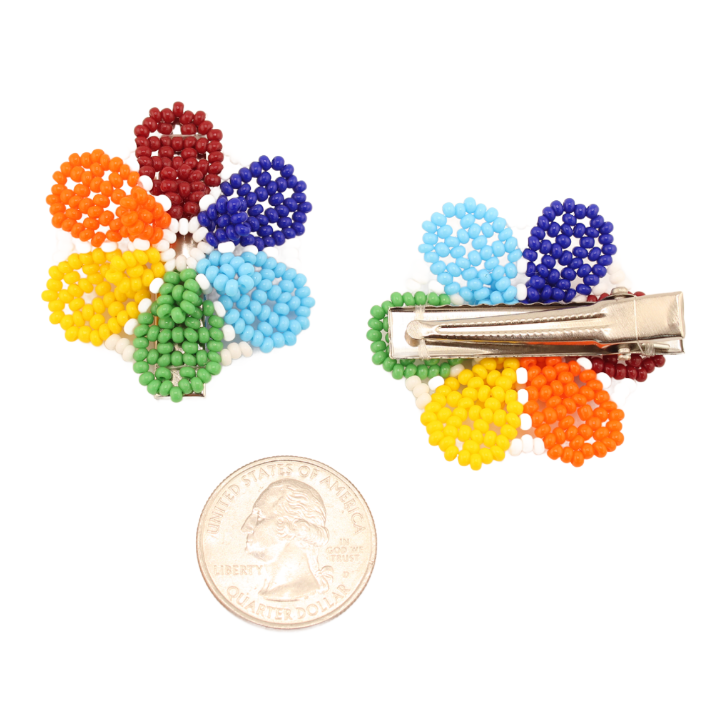 AmorHuichol-BeadedFlowerHairClip-PairWhite_Multicolored-Small