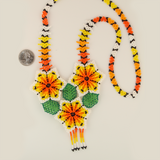 AmorHuichol-BeadedFlowerNecklace-GreenandOrange-Large