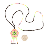 Amor Huichol - Beaded Flower Necklace - Pink and Orange - Medium