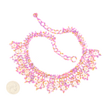 Amor Huichol - Beaded Flower Necklace - Pink and Purple