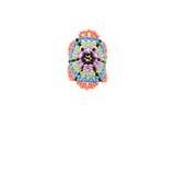 AmorHuichol-BeadedFlowersRing-BlueandPink-1.5In.x1.5In.-Size7