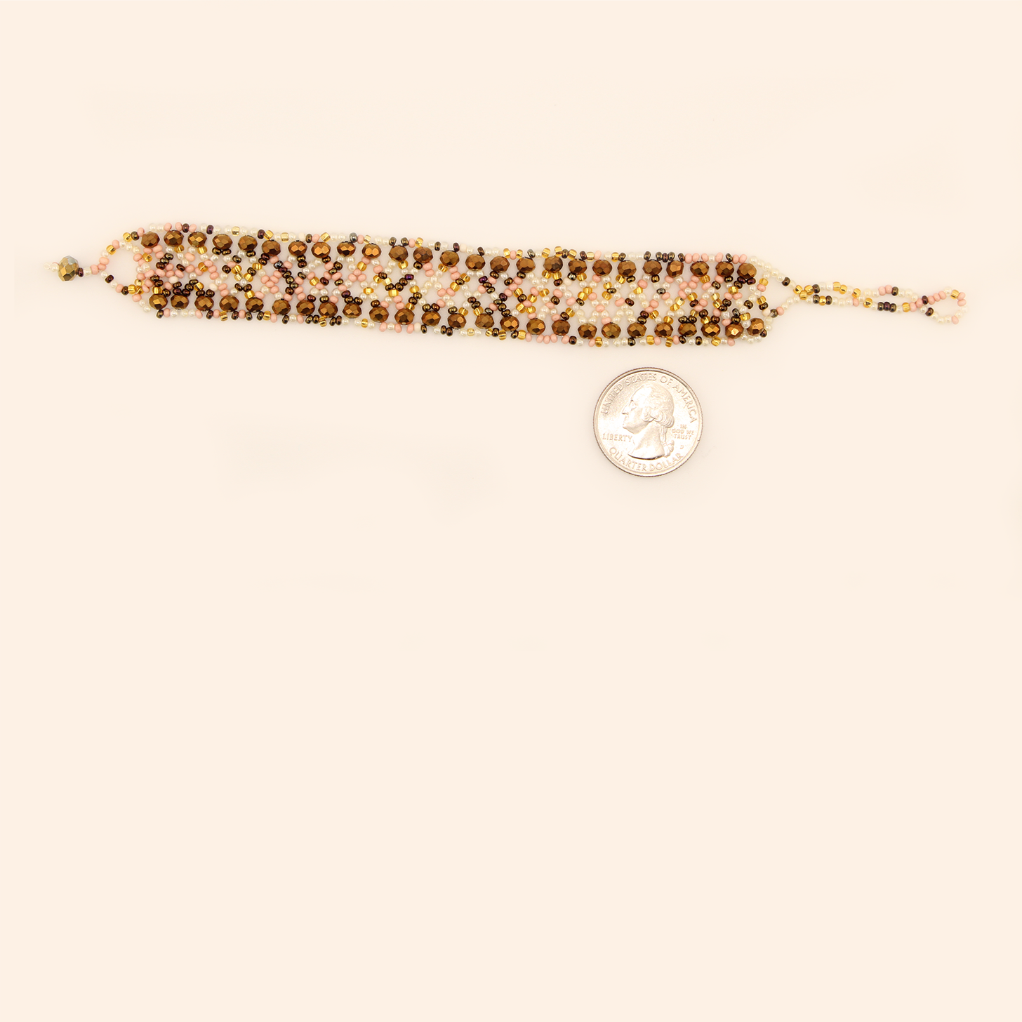 AmorHuichol-BeadedRhombusBracelet-PinkandGold-Small-8In