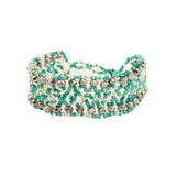 Amor Huichol - Beaded Rhombus Bracelet - Silver and Green - Small - 8 In