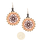 Amor Huichol - Dreamcatcher Bead Dangle Earrings - Purple and White