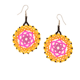 AmorHuichol-Dreamcatcher-BeadDangleEarrings-YellowandPink