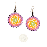 AmorHuichol-Dreamcatcher-BeadDangleEarrings-YellowandPurple