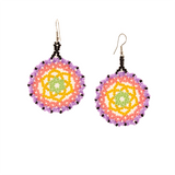 AmorHuichol-Dreamcatcher-BeadDangleEarrings-YellowandPurple