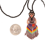 Amor Huichol -  Lele Doll Bead Necklace  -  Purple, Black and Multicolored
