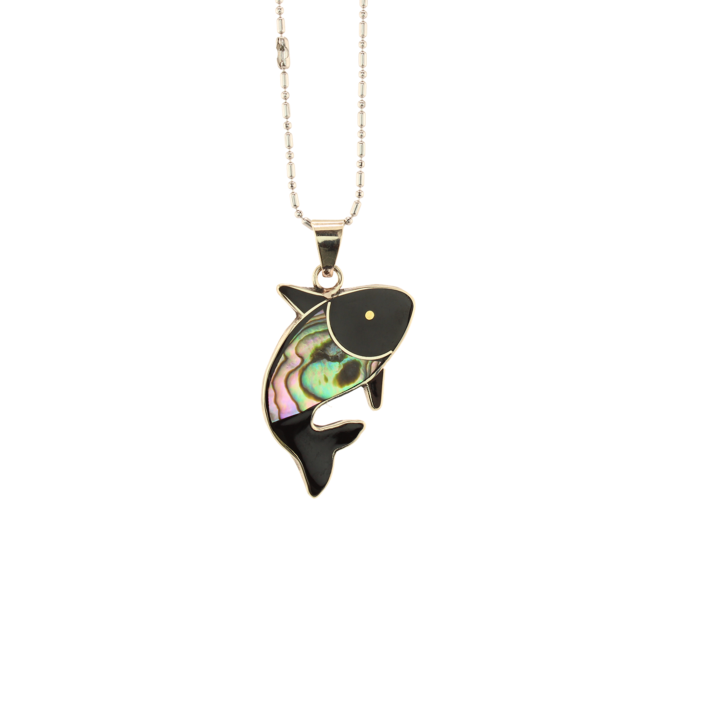 BubblyKiss-AbaloneMotherofPearlFish-PendantWithChain-IridescentGreen