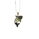 BubblyKiss-AbaloneMotherofPearlFish-PendantWithChain-IridescentGreen