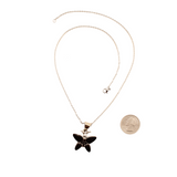 Carlota - Enameled Butterfly Pendant With Chain - Black