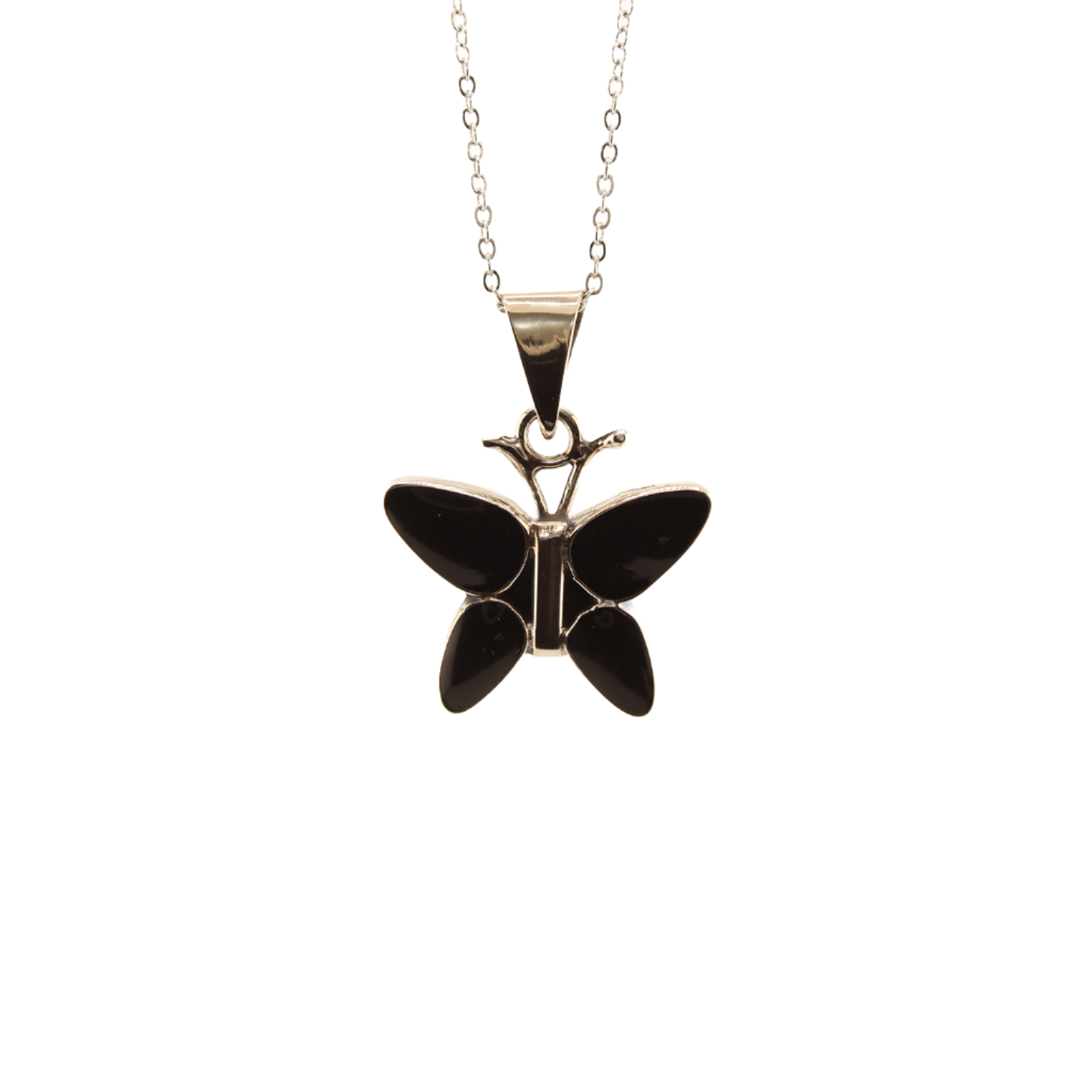 Carlota - Enameled Butterfly Pendant With Chain - Black