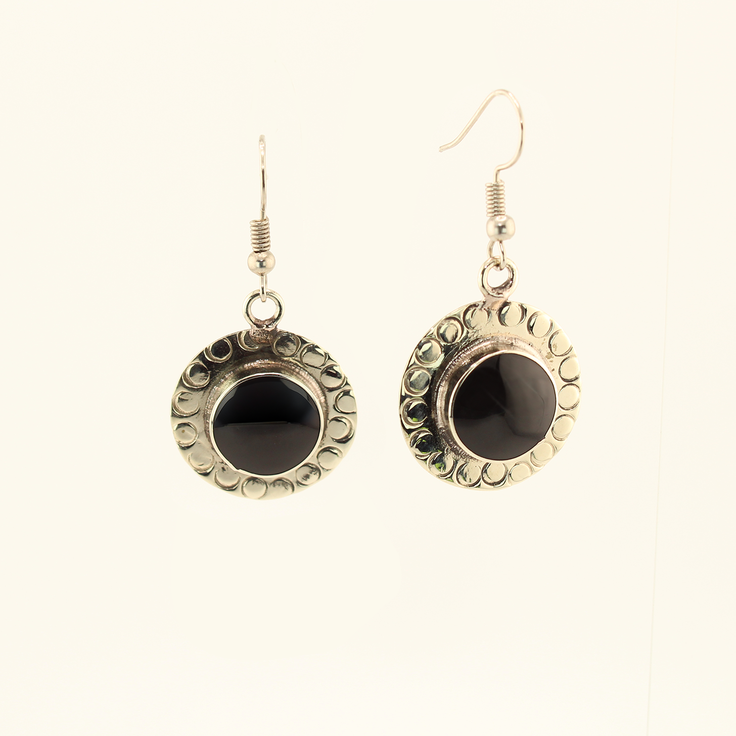 Carlota-EnameledDangleEarrings-Circular-Black-Large