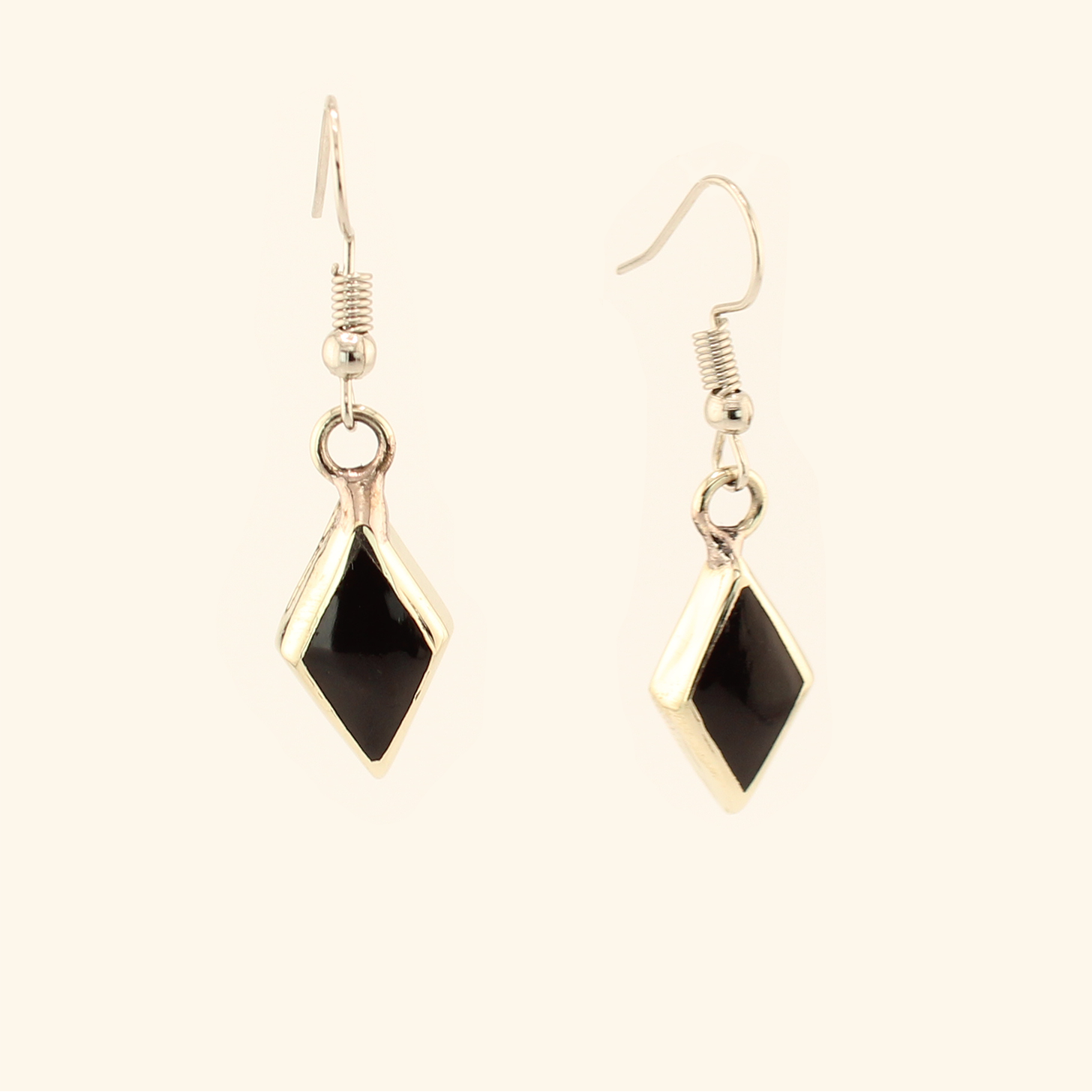 Carlota-EnameledDangleEarrings-Rhombus-Black-Large