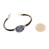 Caucho-BlueAgateLinkBracelet-7In.