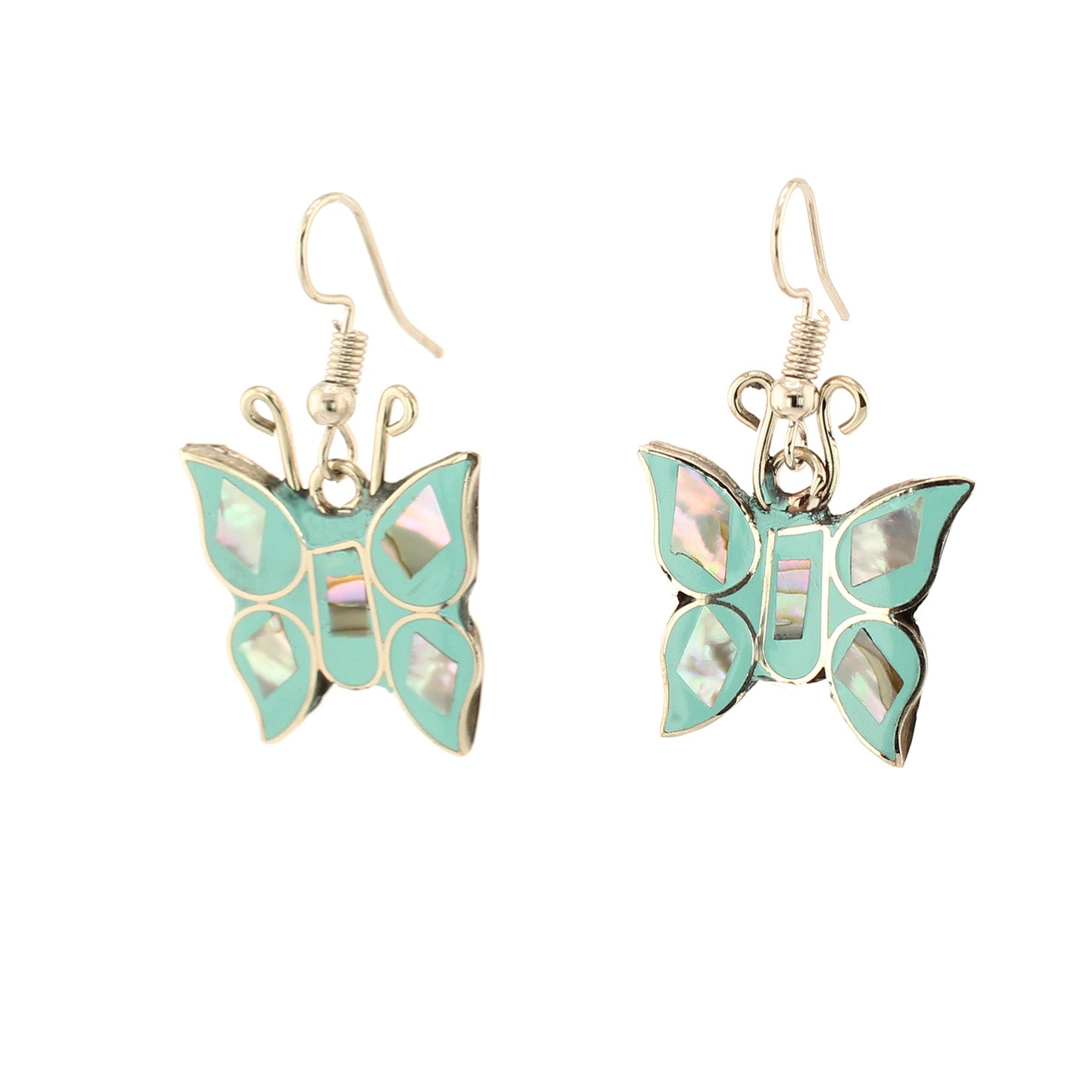 Butterfly-AbaloneMotherofPearlDangleEarrings-Green