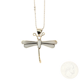 Dragonfly-AbaloneMotherofPearl-PendantWithChain-White