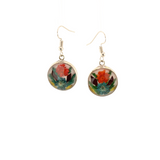 Eternal Nature - Echte Blumen - Ohrhänger - Rund - Orange / Aqua Small