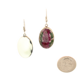 Eternal Nature - Real Dry Flower Dangle Earrings - Oval - White and Purple Large