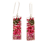 EnchantedGarden-RealFlowers-DangleEarrings-Rectangular-PinkandGreen
