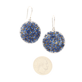 Enchanted Garden - Real Flowers - Dangle Earrings - Round - Blue
