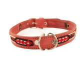MiAmigo-KnittedLeatherDogCollar-RedandBlack-back