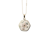 Ocean's Whisper - Round Pendant With Chain - Abalone Mother of Pearl - White