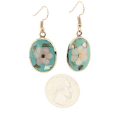 Ocean's Whisper - Flower - Abalone Mother of Pearl  - Oval - Green Tone
