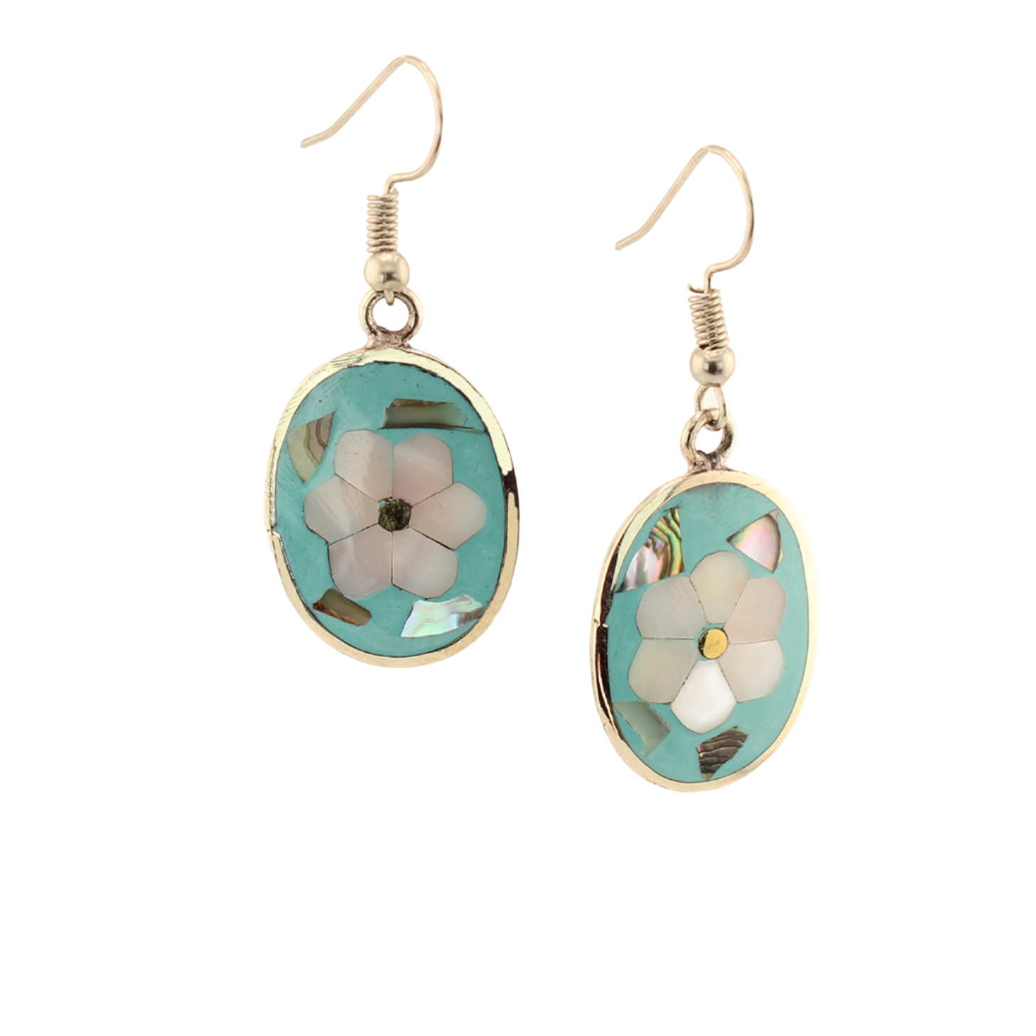 Ocean's Whisper - Flower - Abalone Mother of Pearl  - Oval - Green Tone