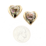 Ocean's Whisper - Heart Studs - Abalone Mother of Pearl - Green and Pink Iridescent - Large