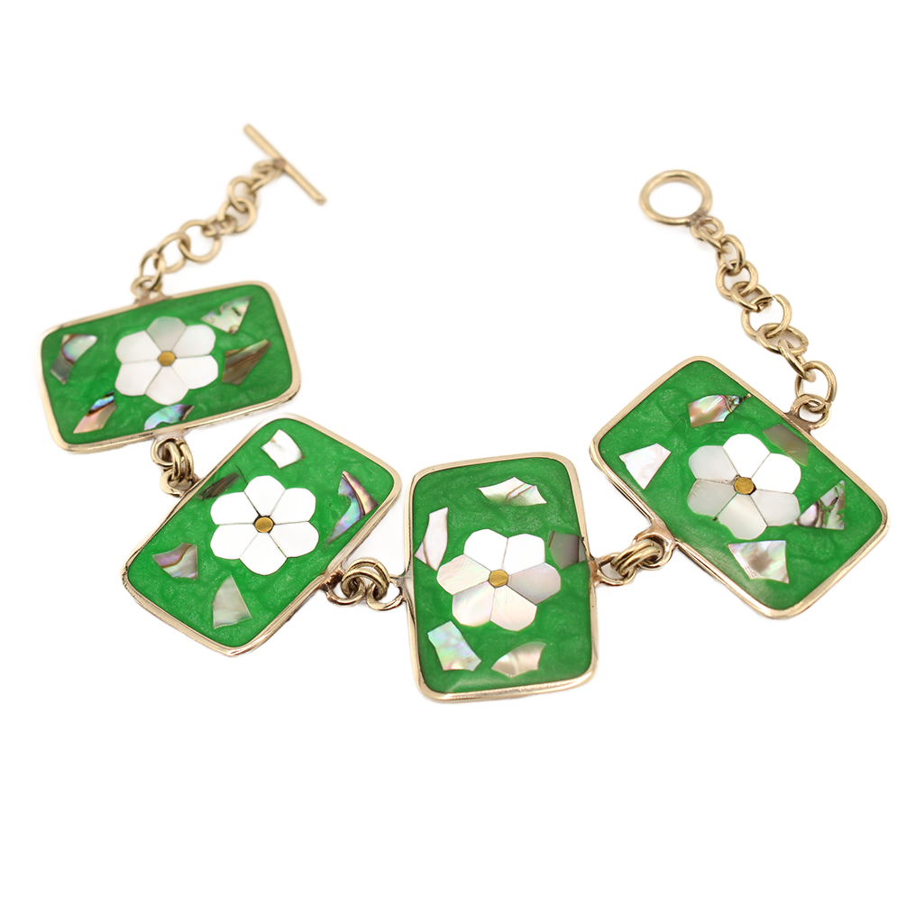Ocean_sWhisper-MotherofPearlFlowerRectangleBracelet-Green-Large-8In