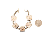Ocean's Whisper - Mother of Pearl Flower Square Bracelet - White - Small - 8 In