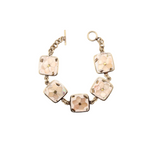 Ocean's Whisper - Mother of Pearl Flower Square Bracelet - White - Small - 8 In