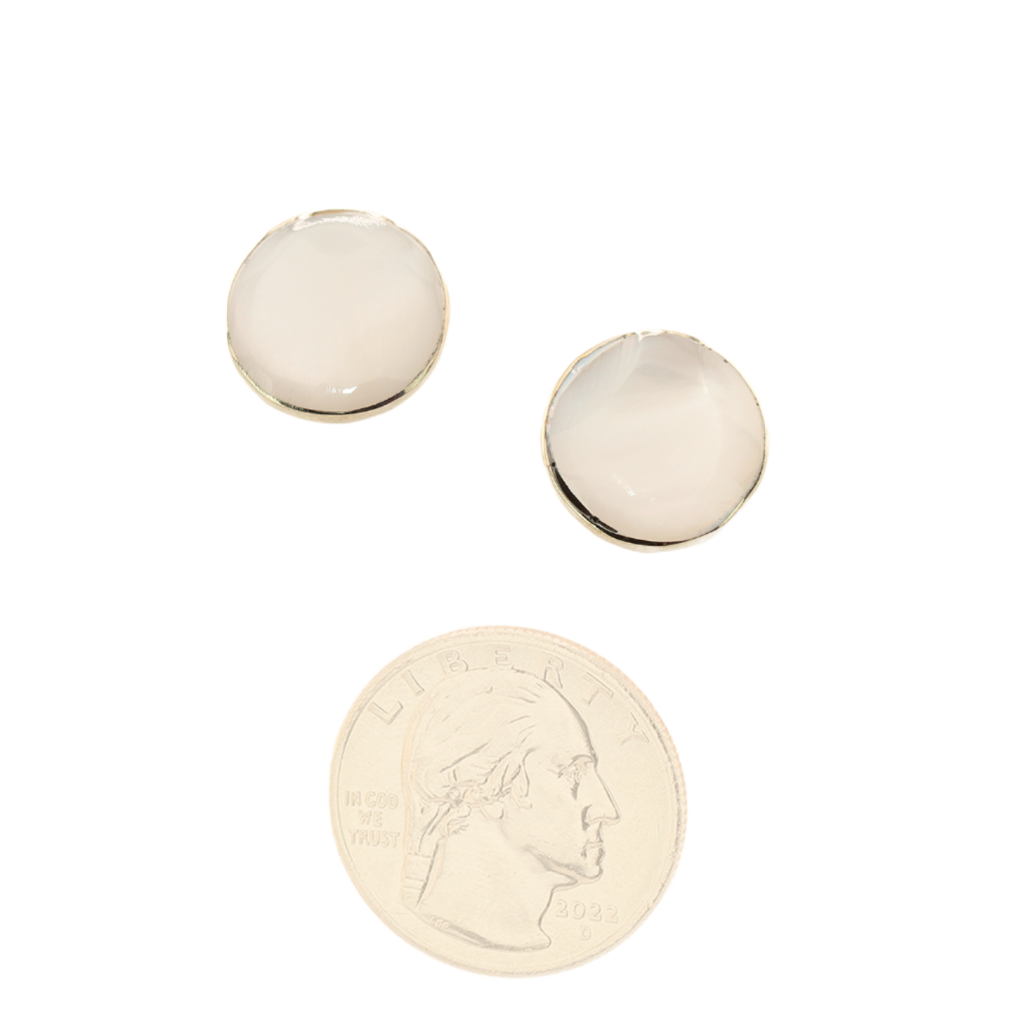 Ocean's Whisper - Round Studs - Abalone Mother of Pearl Stud Earrings - White - Medium