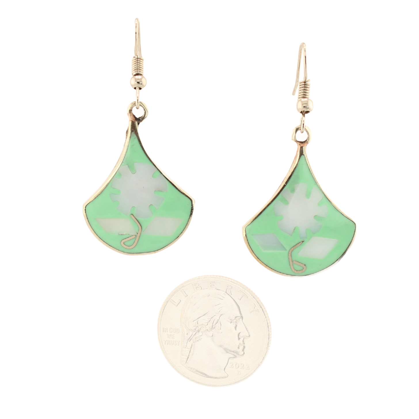 Ocean's Whisper - Waterdrop - Abalone Mother of Pearl Earrings - Green Tone - Large
