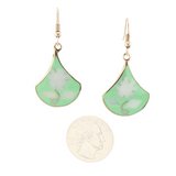 Ocean's Whisper - Waterdrop - Abalone Mother of Pearl Earrings - Green Tone - Large