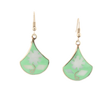 Ocean's Whisper - Waterdrop - Abalone Mother of Pearl Earrings - Green Tone - Large