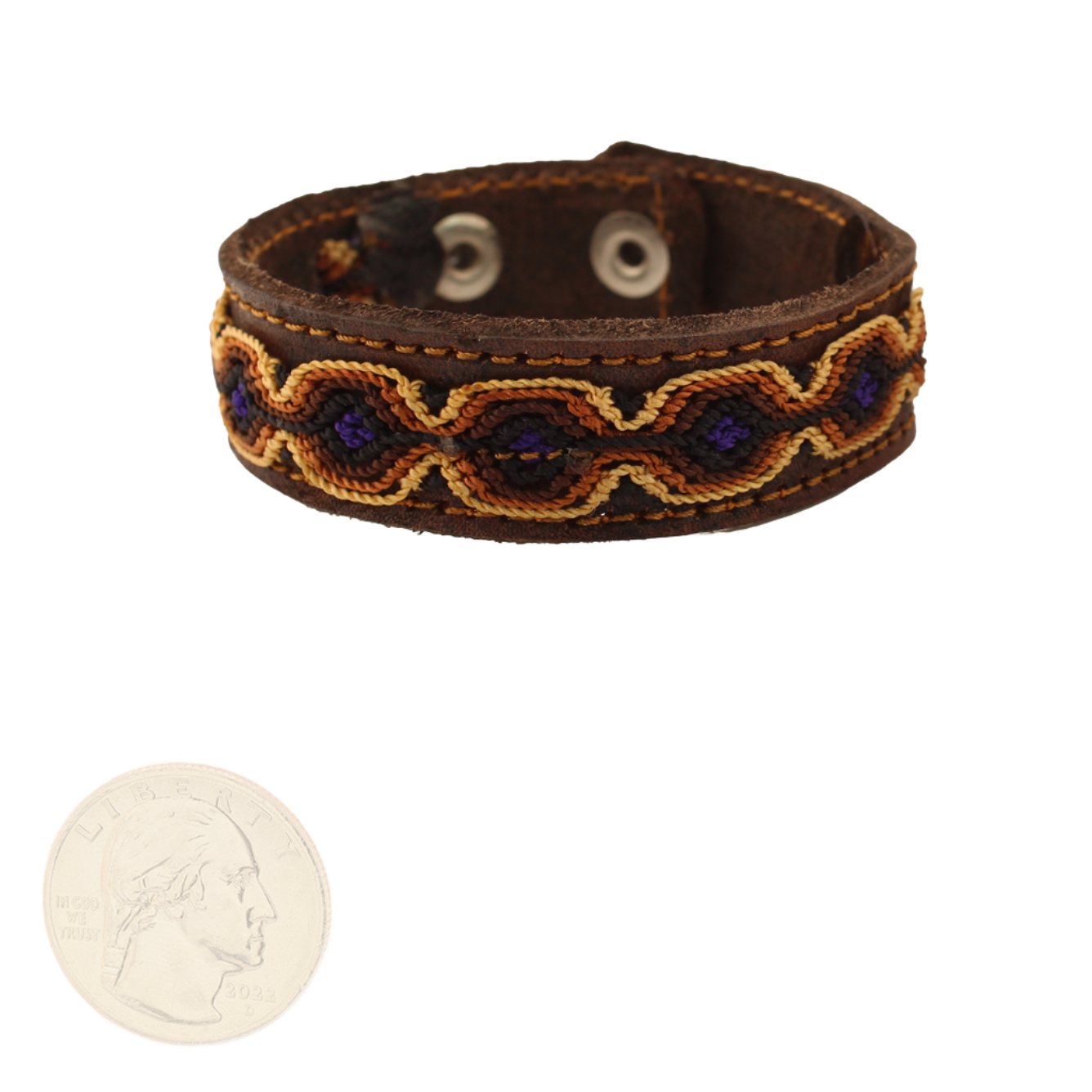 Raíces - Knitted Bracelet - Brown and Black - Leather - 9 x 3.25 In